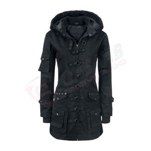 Manteaux en cuir d'agneau véritable respirant pour femmes, style gothique, en cuir de chinchilla, manteaux longs à capuche en coton pour femmes, style gothique - Product Image 4