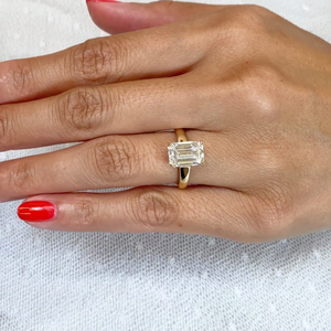 IGI Certified 3.20tcw <b>Emerald</b> Lab Diamond Engagement <b>Ring</b> Hidden Halo Tapered <b>Band</b> - Product Image 1