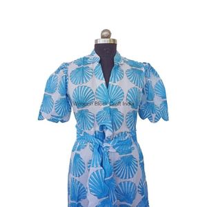 Robe maxi en coton vintage indien de haute qualité, imprimé floral, respirante, décontractée, bohème, plage, pour femmes, pour le travail et l'été - Product Image 3