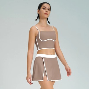 ชุดโยคะแบบเย็บปะติดสำหรับผู้หญิง2ชิ้นระบายอากาศได้ชุดออกกำลังกายบราแบบปรับได้ชุดออกกำลังกายลายพื้น - Product Image 5