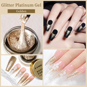 R S Nail Gel Platino ad Alta Densità Senza Residui 8g per <span class=keywords><strong>Disegno</strong></span> Francese, Nail Art Fai da Te, Pittura Scintillante, Gel Liner Metallizzato Oro e Argento - Product Image 5