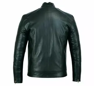 Haute qualité hommes Cardigan veste en cuir PU col montant mince grande taille 5XL décontracté hiver moto veste à glissière toile - Product Image 5