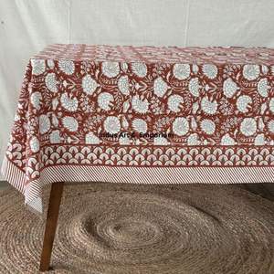 Mantel de algodón hecho a mano indio hermoso bloque de mano impreso cubierta de mesa de algodón para mantel de boda para la venta - Product Image 1