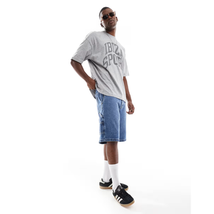 เสื้อยืดเสื้อยืดลายกราฟิกส์แนวสปอร์ตลำลองสำหรับผู้ชายเสื้อยืดพิมพ์ลายสีเทาปรับแต่งได้ทรงโอเวอร์ไซส์ไซส์0คอ OEM/ODM ขายส่งบังคลาเทศ - Product Image 4