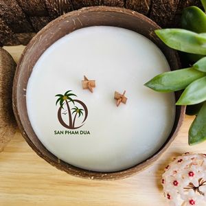 เทียนบนกะลามะพร้าวขี้ผึ้งถั่วเหลืองชามมะพร้าวเป็นมิตรต่อสิ่งแวดล้อมเทียนมะพร้าวงานแฮนด์เมดแบบเวียดนามเทียนมะพร้าวหลายกลิ่น - Product Image 4