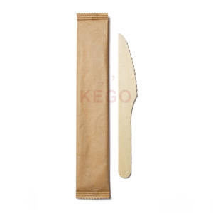 Cuchillo desechable de madera biodegradable de 165mm respetuoso con el medio ambiente, vajilla de fiesta de estilo Simple segura para alimentos, precio de fábrica - Product Image 1