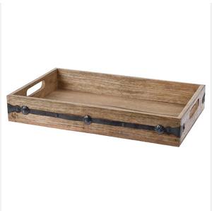 Bandeja de bambú natural para servir alimentos con asas de metal para uso en el hogar y el restaurante Pedido mínimo 20 piezas - Product Image 6