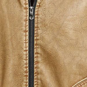 Chaqueta de piel de oveja de moda para hombres con forro Sherpa, ropa de abrigo de cuero suave y cálida para clima frío y aventura al aire libre - Product Image 6
