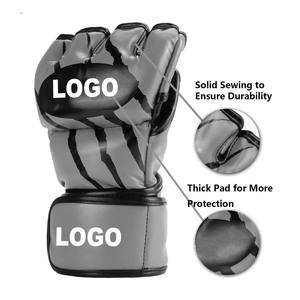 Gants de MMA violets 100% cuir véritable durable Demi-doigts en matériau souple Nouveauté Gants de MMA pour hommes Fabrication de gants de MMA pour hommes - Product Image 2