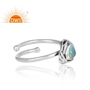 Best Quality Oxidized Sterling Silver Natural Ethiopian Opal Gemstone <b>Adjustable</b> <b>Ring</b> Custom Jewelry Manufacturer - Product Image 4
