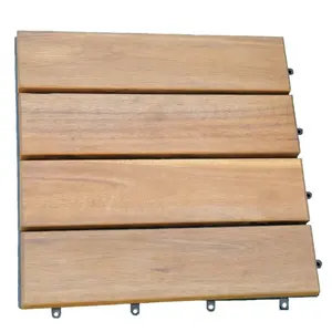 联锁甲板瓷砖4板条搭扣木地板金合欢硬木户外复合地板
