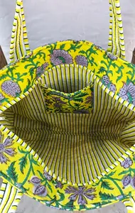 Sac fourre-tout matelassé en coton, sac à provisions en coton indien fait à la main pour femmes sac à bandoulière - Product Image 4