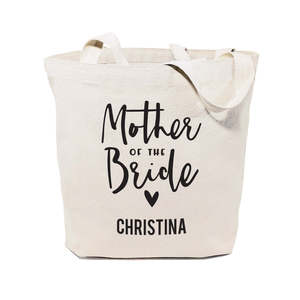 Personalized Open-Closure Cotton Canvas Tote Bag Solid Color with Mother of the Bride Wedding Theme - Product Image 1