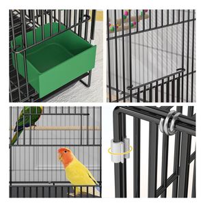 กรงนกขนาดใหญ่พับได้ลวดโลหะสำหรับบ้านนกแก้วสองชั้นปรับปรุงพันธุ์ - Product Image 3