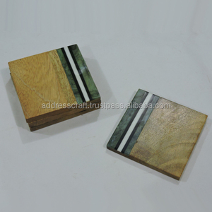 Gran oferta, posavasos de té de madera y resina de diseñador creativo con logotipo personalizado, posavasos de resina de madera para beber, alfombrillas y almohadillas, Decoración de mesa - Product Image 2