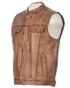 Gilet de moto en cuir marron pour hommes et femmes |   Gilet de moto |   Qualité supérieure, taille plus, utilisation été/hiver - Product Image 1