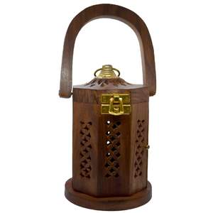 Porte-bâtons d'encens en bois de Sheesham Brûleur suspendu avec tasse Dhup et support cône Batti pour Pooja Puja bois de santal parfumé - Product Image 2