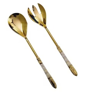 Serveur à salade avec manche en nacre, ustensile personnalisé, cuillère en bois, outils de cuisine - Product Image 5