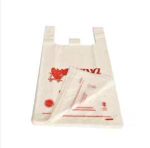 Bolsas ecológicas para camisetas con logotipo colorido personalizado directo de fábrica, bolsas de compras gruesas, grandes y blancas para tiendas de comestibles, marca HM - Product Image 4