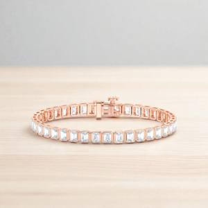 Pulsera de tenis para mujer con forma de bisel de diamante Moissanite de corte esmeralda de 7,56 quilates hecha en plata de ley para ella - Product Image 4