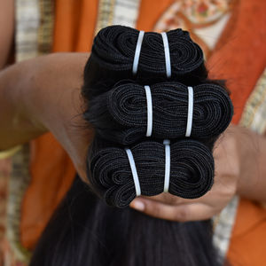 Venta al por mayor 100% Remy Virgin Black Loose Deep Wave Extensiones rectas Fabricación vietnamita Temple Cabello humano Tipo de cabello indio - Product Image 3