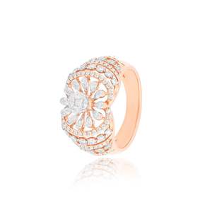 Bague de fiançailles et d'éternité en or de luxe certifiée IGI, avec diamant rond brillant, pour les fêtes - Product Image 1