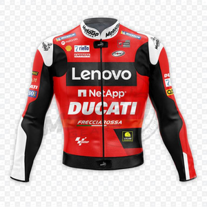 Veste de motard pour homme Francesco Bagnaia Rucati Motorbike MotoCP en cuir de vache/cuir de kangourou, sur mesure, pour la piste et la course, avec bosse, homologuée CE - Product Image 1