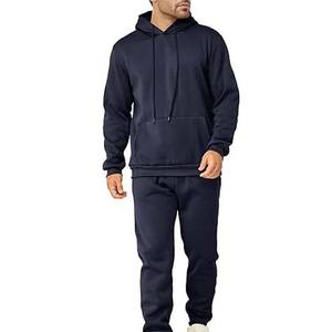 100% coton polaire haute qualité plaine vierge survêtements à capuche et survêtement 2 pièces ensembles pour hommes avec logo personnalisé couleur Design - Product Image 2