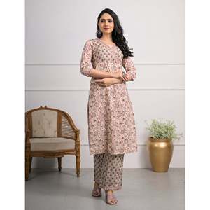 Hand Drawn <b>Block</b> <b>Printed</b> Cotton Pant Set of 2 Green <b>Printed</b> Salwar Kameez - Product Image 5