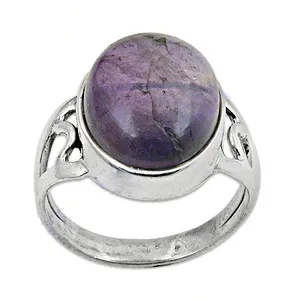 Anillo de Plata 925 con Amatista de Art Palace, Engaste de Bisel, Joyería Clásica Vintage con Piedras Preciosas, Unisex, para Uso Diario, de la India (Rajasthan) - Product Image 1