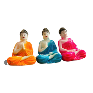 Juego de 3 estatuas de Buda coloridas de resina - Product Image 3