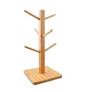 Porte-tasse en bois écologique de luxe pour la cuisine et la maison avec 6 crochets, support organisateur de tasses à café - Product Image 1