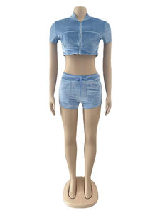 2024 ropa malla sin mangas conjunto de 2 piezas mujer Crop Top pantalones cortos dos mujeres verano 2 piezas pantalones cortos conjunto - Product Image 6