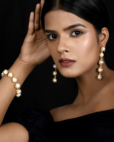 Boucle d'oreille de mariée élégante perle d'eau douce blanche naturelle longue paire boucle d'oreille en laiton plaqué or boucle d'oreille bijoux de mode