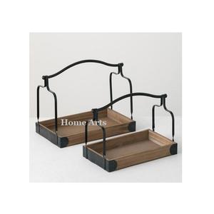 Plateau de service alimentaire en bois au design classique avec poignées en acier inoxydable, plateau de service alimentaire rectangulaire de la meilleure qualité - Product Image 3