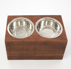 Comedero de madera hecho a mano para perros y gatos, soporte para cuencos, 2 platos de Metal, estación de alimentación con múltiples acabados y tamaños - Product Image 4