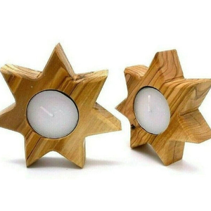 Bougeoir en forme d'étoile à thé, porte-bougie en bois pour décoration de la maison de haute qualité en stock - Product Image 1