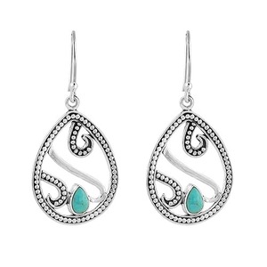 Turquoise Gemstone <b>Earrings</b> 925 Solid Sterling <b>Silver</b> Pear Turquoise <b>Earrings</b> for Women Girls <b>Dangle</b> <b>Earrings</b> <b>Silver</b> Jewellery - Product Image 1