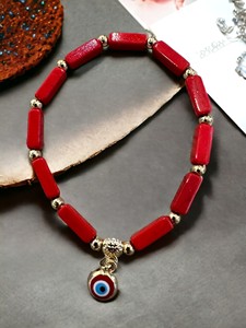 Bracelet en pierres perlées élastiques DAFNI - Fait main, cadeau unisexe pour la fête des mères et la Saint-Valentin, fabriqué à Istanbul, modèle 44 - Product Image 4
