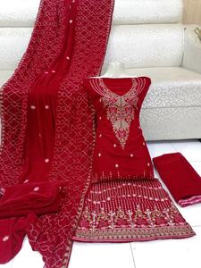 Salwar-vestido de terciopelo para boda, traje indio paquistaní, Shalwar, oferta, 2022 - Product Image 2