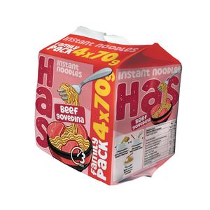 Nouilles instantanées frites au goût de bœuf, pack familial 4x70g, farine de blé, cuisson rapide - Product Image 1