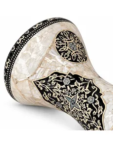 Gawharet El Fan - Darbuka Arabesca Azul Perla de 22 cm - Doumbek Egipcio Hecho a Mano - Product Image 4