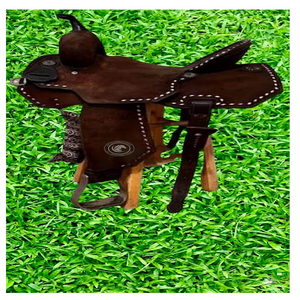 Hand <b>Tooled</b> <b>Leather</b> Western Horse Saddle For Trail Riding Ranch <b>Work</b> Equestrian Use Studded Pattern With Comfortable Seat - Product Image 1