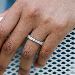14k solide blanc laboratoire cultivé diamant bande princesse coupe laboratoire cultivé diamant bijoux éternité pleine bande bijoux F couleur VS1 clarté - Product Image 2