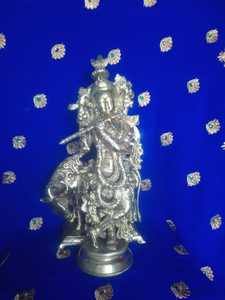 Handcrafted Carved Brass Idols for Home Temple Traditional Hindu Deities <b>Silver</b>-Plated Customized Divine Pooja Home Temples - Product Image 3