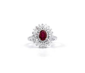 0.75Ct Oval Ruby Engagement Ring IGI Certified Double Halo Wedding Ring Red Ruby Round Marquise <b>Anniversary</b> Ring - Product Image 6