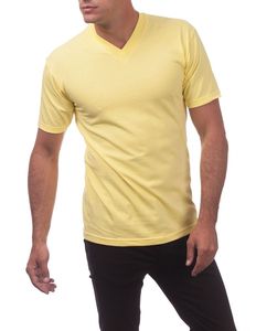 Chemises à col en V pour hommes Vente en gros T-shirt à col en V imprimé de logo personnalisé T-shirts pour hommes 100% coton uni - Product Image 4