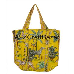 Grand sac fourre-tout à bandoulière en coton matelassé rayé fait à la main avec une longue poignée pour femmes, écologique, style bohème indien, pour le shopping - Product Image 1