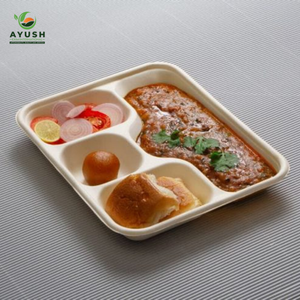 จานชามกล่องอาหารแบบใช้แล้วทิ้ง ผลิตจากเยื่อชานอ้อย เป็นมิตรกับสิ่งแวดล้อม เป็นธรรมชาติ และเป็นมิตรกับสุขภาพ เหมาะสำหรับงานเลี้ยงบุฟเฟ่ต์ ปิกนิก และงานปาร์ตี้ - Product Image 3