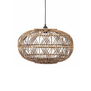 Middle Size Handicrafts Dome Bean Woven Rattan Farmhouse Design Warm White <b>LED</b> Pendant <b>Light</b> - Product Image 2